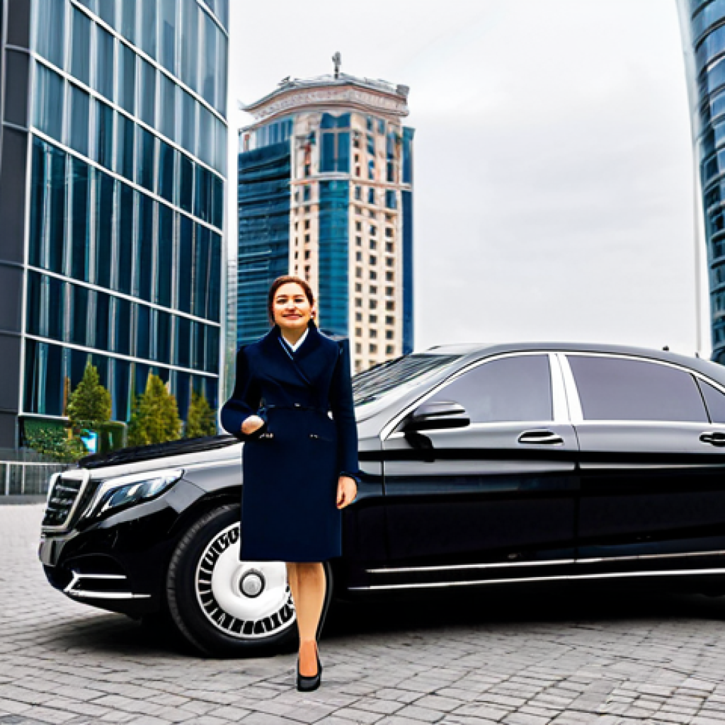 Mercedes-Maybach - Moscow Business Meeting**

"A professional businesswoman, dressed in a stylish and modest business suit, exiting a sleek, black Mercedes-Maybach in front of the Moscow City skyscrapers, fully clothed, appropriate attire, safe for work, perfect anatomy, correct proportions, natural pose, professional photography, high quality, daytime, overcast sky, modern architecture. Focus on the car's elegant design and the businesswoman's confident demeanor. Family-friendly."

**