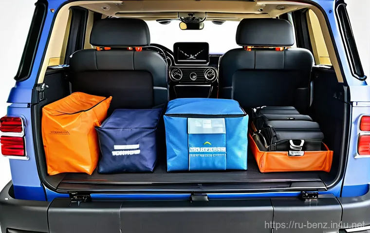 벤츠 G클래스의 적재 공간 활용 팁 - Highly Organized G-Wagen Trunk**
"An interior shot of the trunk of a Mercedes G-Wagen, showcasin...