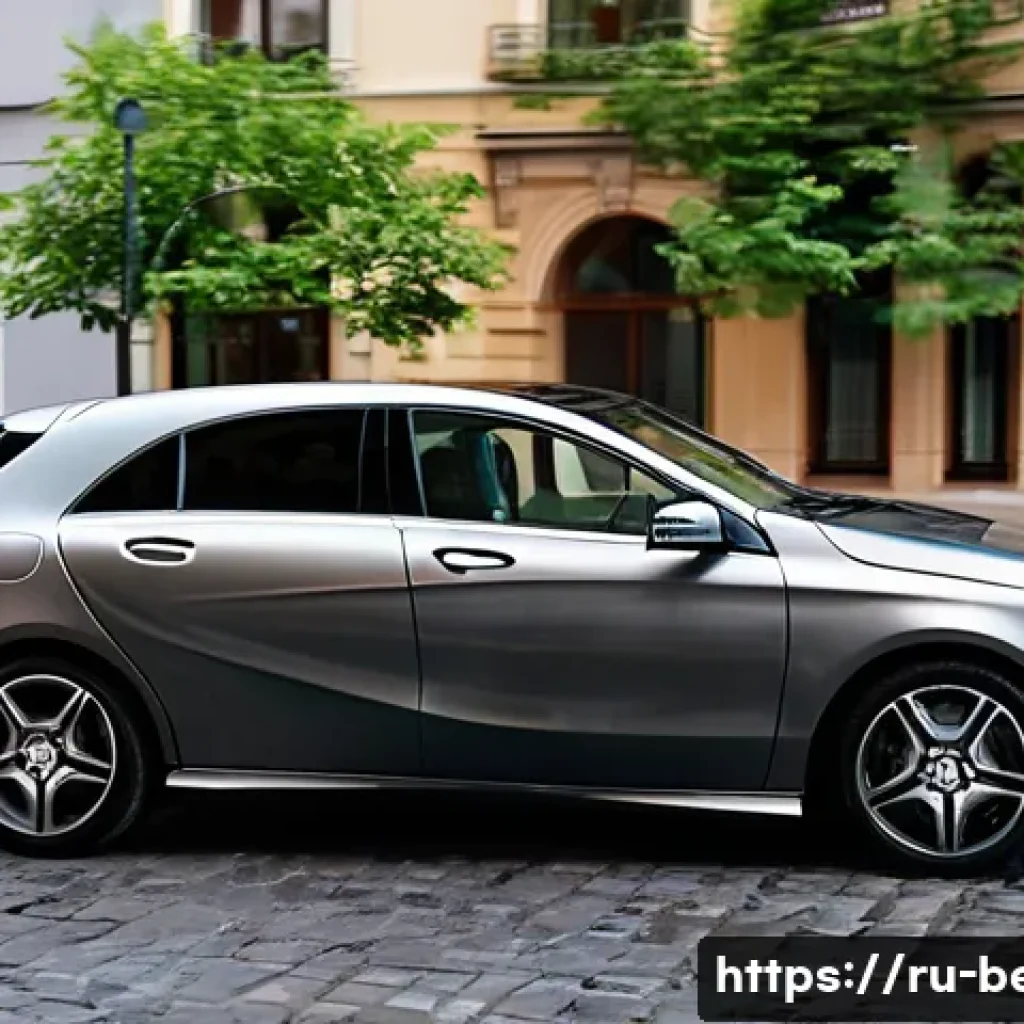벤츠 A클래스의 도심 주행 효율성 - **Prompt:** A sleek, modern Mercedes-Benz A-Class hatchback, painted in a deep metallic grey, gracef...